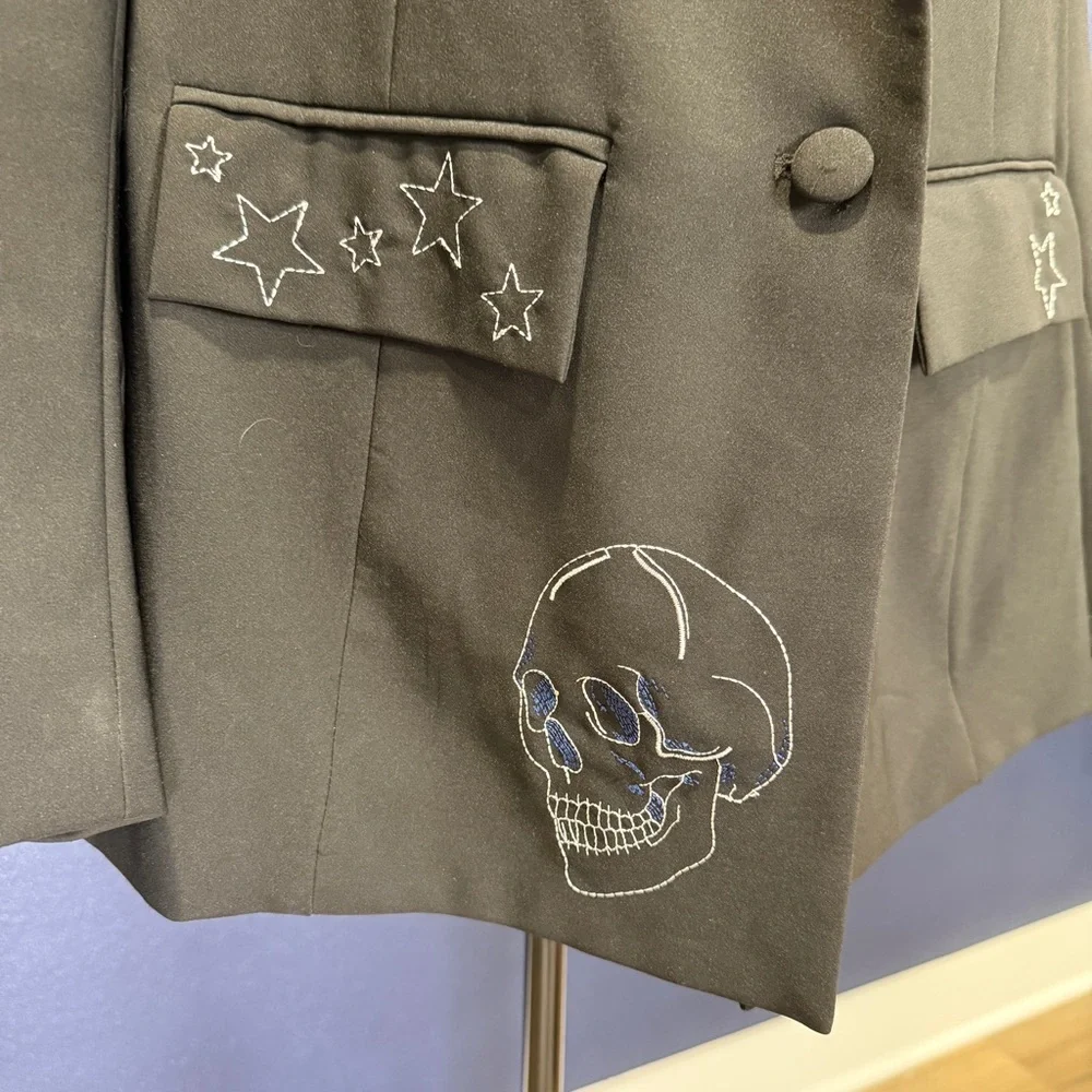 Studio Refined by Torrid Embellished Blazer, Hearts, Stars, & Skull, Size 1X - Picture 3 of 11